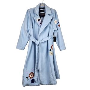 Eloquii New With Tags Powder Blue Robe with Floral Embroidery Size 14/16